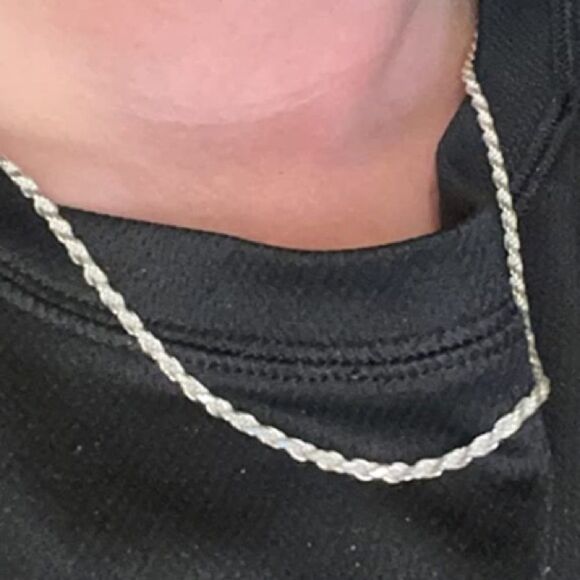 Mens Solid 925 Long Sterling Silver Rope Necklace - Picture 3 of 7